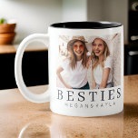 Caneca De Café Em Dois Tons Foto BFF de Melhores Amigos Modernos e Minimalista<br><div class="desc">Design é composto por tipografia divertida e divertida com fontes sans serif e serif. Adicionar uma foto personalizada.</div>