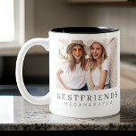 Caneca De Café Em Dois Tons Foto BFF dos Melhores Amigos do Chic Moderno<br><div class="desc">Design é composto por tipografia divertida e divertida com fontes sans serif e serif. Adicionar uma foto personalizada.</div>