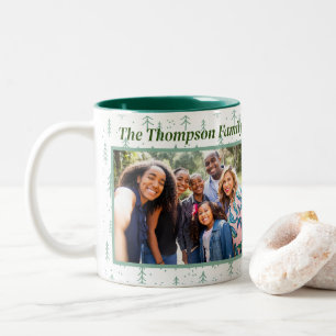 Caneca De Café Em Dois Tons Foto da família de árvores verdes e verdes