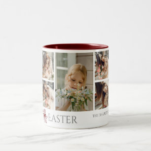 Caneca De Café Em Dois Tons Foto da família Easter Eggs, Bênçãos de Páscoa Ele