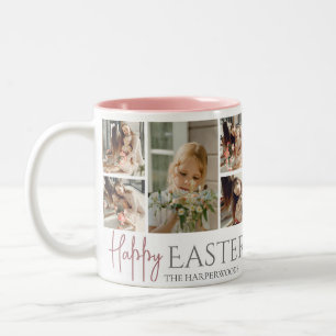 Caneca De Café Em Dois Tons Foto da família Easter Eggs, Bênçãos de Páscoa Ele