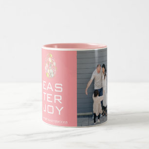 Caneca De Café Em Dois Tons Foto da família Easter Eggs, Bênçãos de Páscoa Ele