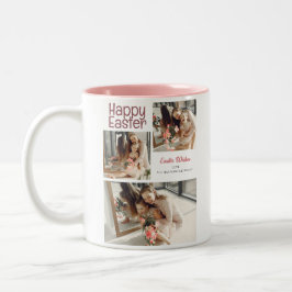 Caneca De Café Em Dois Tons Foto da família Easter Eggs, Bênçãos de Páscoa Ele