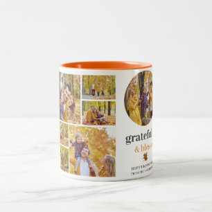 Caneca De Café Em Dois Tons Foto da família Floral Fall Modern Happy, Ação de 