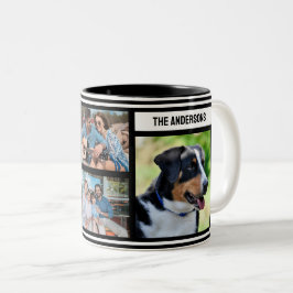 Caneca De Café Em Dois Tons Foto da Família Simples Colagem Black Mug