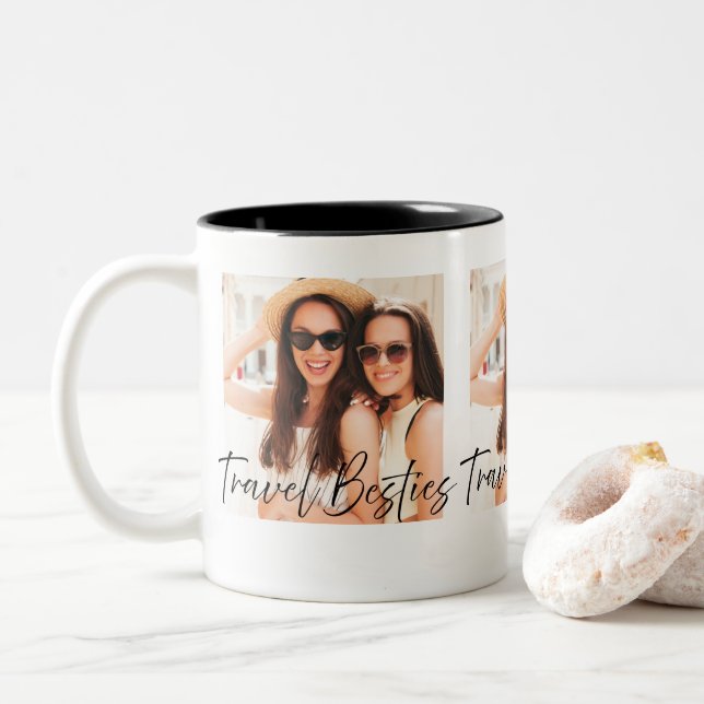 Caneca De Café Em Dois Tons Foto da Melhor Amiga (Com Donut)