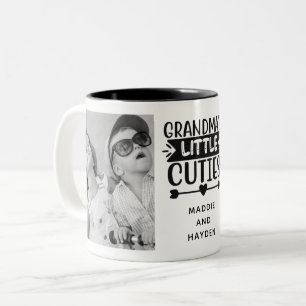 Caneca De Café Em Dois Tons Foto da Vovó com Dois Netinhos