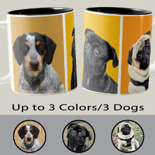 Caneca De Café Em Dois Tons Foto de animal de estimação personalizada com 3 co