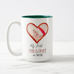 Caneca De Café Em Dois Tons Foto de Bebê Meu Primeiro Natal Como Mamãe Amor Co