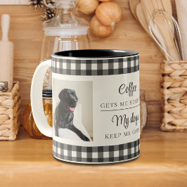 Caneca De Café Em Dois Tons Foto de Cachorro Preto e Branco