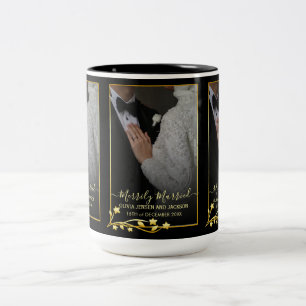 Caneca De Café Em Dois Tons Foto de Casamento de Natal das Estrelas da Noite D