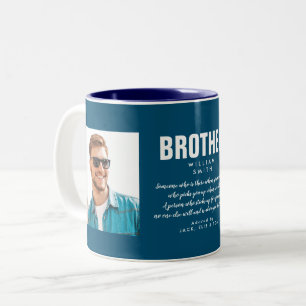 Caneca De Café Em Dois Tons Foto de Citação de Irmão Moderno Azul