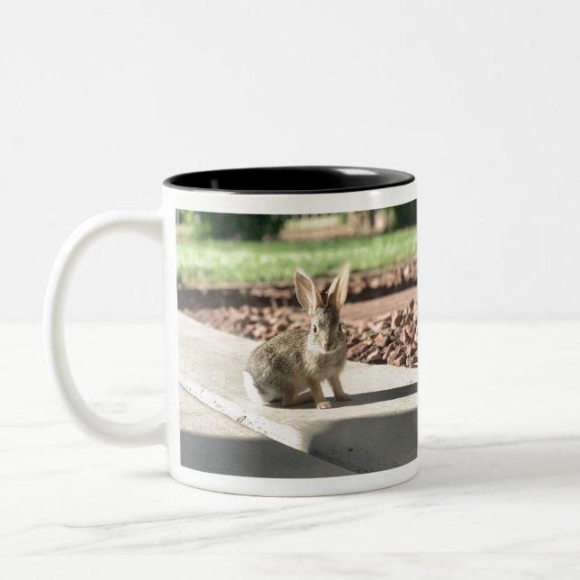 Caneca De Café Em Dois Tons foto de coelho Easter primavera (Esquerda)