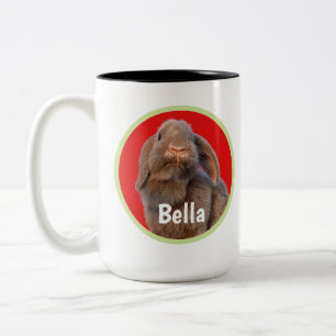 Caneca De Café Em Dois Tons  Foto de Coelho Holland Lop Personalizado 