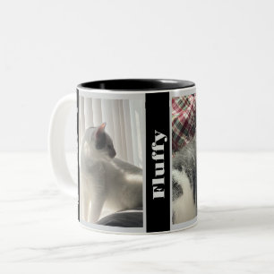Caneca De Café Em Dois Tons Foto de dupla folha preta e branca e Mug de nome