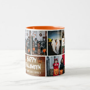 Caneca De Café Em Dois Tons Foto de Feliz Dia das Bruxas de Madeira Simples