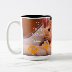 Caneca De Café Em Dois Tons Foto de Gato com Humor de Pegada de Pata