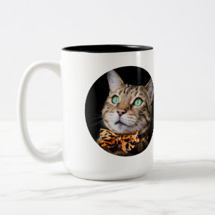 Caneca De Café Em Dois Tons Foto de Gato Personalizada com Texto Presente Pe