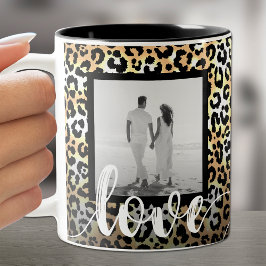 Caneca De Café Em Dois Tons Foto de Leopard Print Love