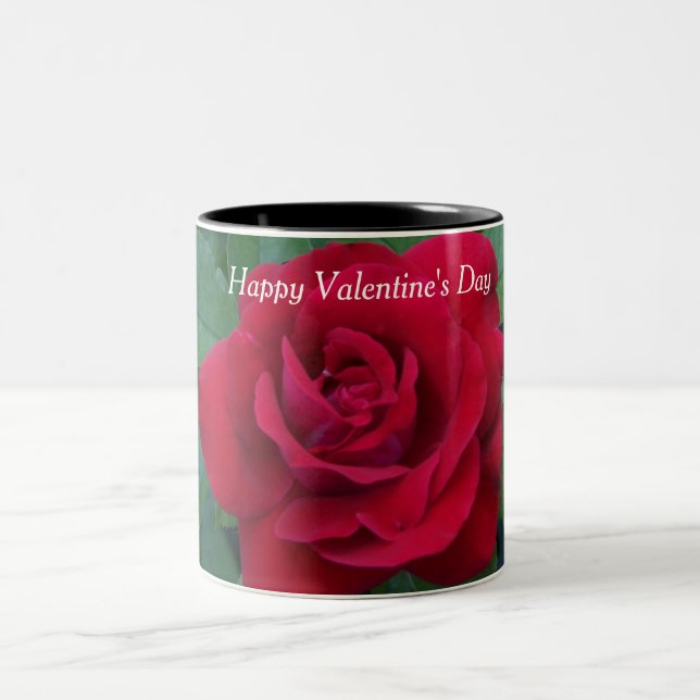 Caneca De Café Em Dois Tons Foto de Rosa Vermelha (Centro)