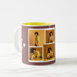 Caneca De Café Em Dois Tons Foto do casal de dia de os namorados Elegante Simp