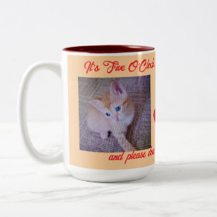 Caneca De Café Em Dois Tons Foto do Gato Mais Fofo, Corações e Texto de Humor,