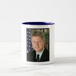Caneca De Café Em Dois Tons Foto do presidente Bill Clinton White House