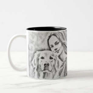 Caneca De Café Em Dois Tons Foto e nome da tipografia Legal simples e moderna