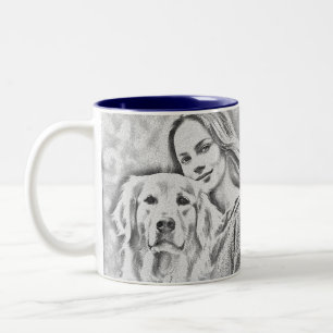 Caneca De Café Em Dois Tons Foto e nome da tipografia Legal simples e moderna 