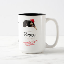 Caneca De Café Em Dois Tons Foto engraçada de Natal de cachorro Eu amo meu Pop