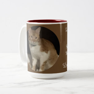 Caneca De Café Em Dois Tons Foto Gato Ruivo Texto