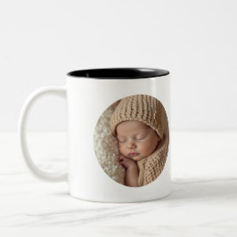 Caneca De Café Em Dois Tons Foto Minimalista de Bebê com Texto | Presente Pers