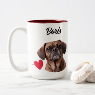 Caneca De Café Em Dois Tons Foto/nome personalizado do pai de cães e citação e
