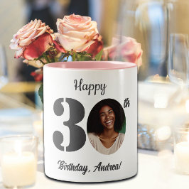 Caneca De Café Em Dois Tons Foto Ousada de Aniversário de 30 anos