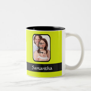 Caneca De Café Em Dois Tons Foto personalizada amarela clara