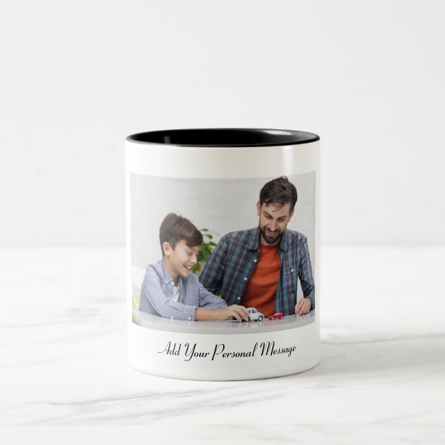 Caneca De Café Em Dois Tons Foto personalizada com texto personalizado (Centro)