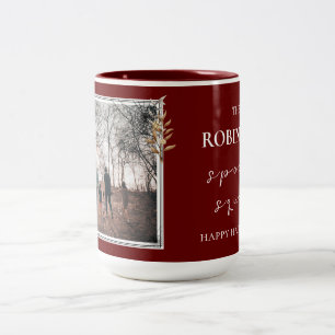 Caneca De Café Em Dois Tons Foto personalizada da família, Borgonha e Hallowee