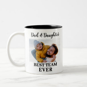 Caneca De Café Em Dois Tons Foto personalizada da melhor equipe de pais e filh