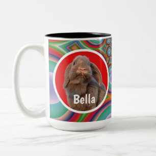 Caneca De Café Em Dois Tons Foto Personalizada de Coelho Holland Lop com Nome