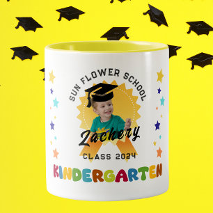 Caneca De Café Em Dois Tons Foto personalizada de insígnia de formatura da pré
