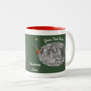 Caneca De Café Em Dois Tons Foto personalizada de Natal da Árvore de Menino Bo