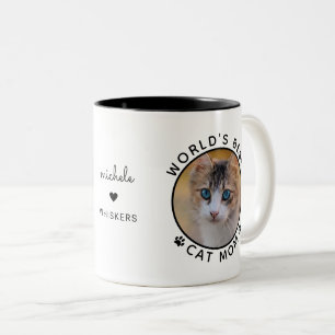 Caneca De Café Em Dois Tons Foto personalizada do melhor gato do mundo