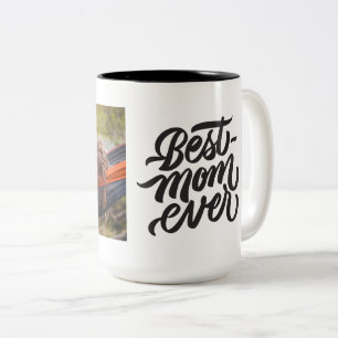 Caneca De Café Em Dois Tons Foto Personalizada do Melhor Script Moderno da Mãe