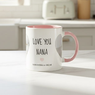 Caneca De Café Em Dois Tons Foto Personalizada 'Eu Te Amo Nana' Presente Per