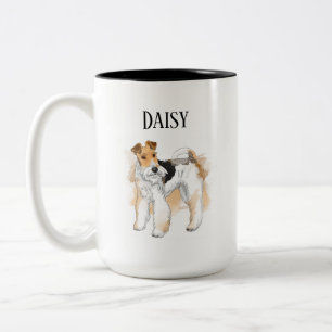 Caneca De Café Em Dois Tons Foto personalizada Fox Terrier