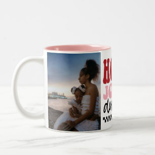 Caneca De Café Em Dois Tons Foto personalizada Holly Jolly Tia Retro Natal