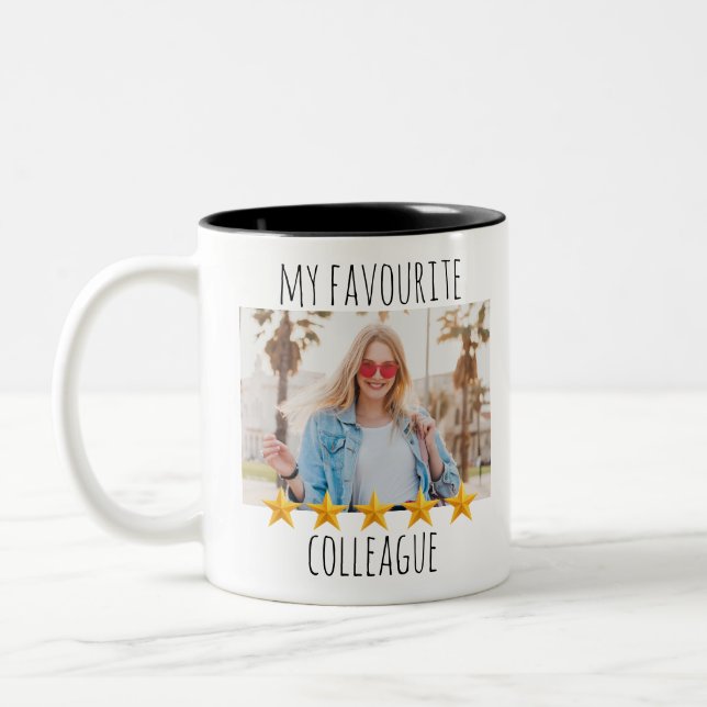 Caneca De Café Em Dois Tons Foto personalizada - Meu colega favorito - estrela (Esquerda)