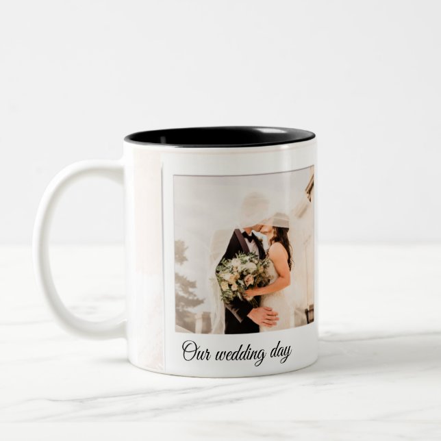 Caneca De Café Em Dois Tons Foto personalizada personalizada de casamento (Esquerda)