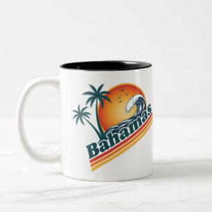 Caneca De Café Em Dois Tons Foto Personalizada Retro Bahamas Praia Tropical