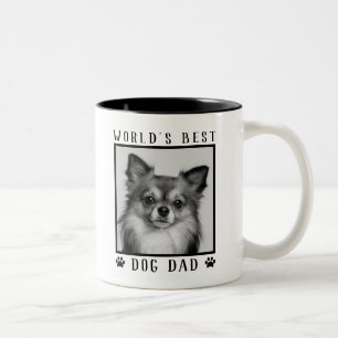 Caneca De Café Em Dois Tons Foto Preto e Branco de Pegadas de Pai de Cachorro 